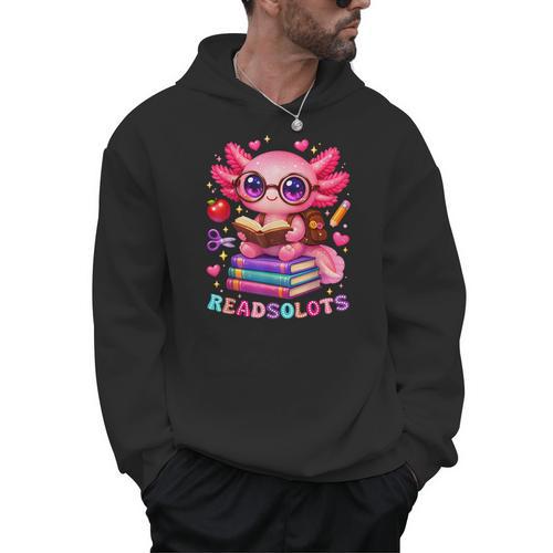 Readsolotl Axolotl Reading Book Lover Teacher Kids Men Hoodie - Bookorys UK