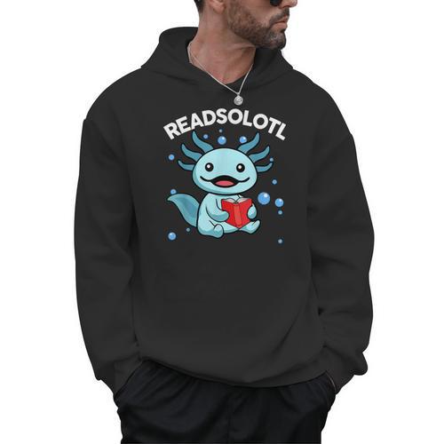 Readsolotl Cute Axolotl Read Book Ambystoma Mexicanum Kids Men Hoodie - Bookorys CA