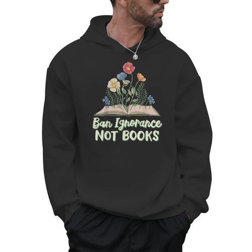 Rebel Reader Librarian Banned Book Bookworm Ban Ignorance Not Books Adults & Kids - Small Short Sleeve V-Neck Classic Fit Men Hoodie - Bookorys