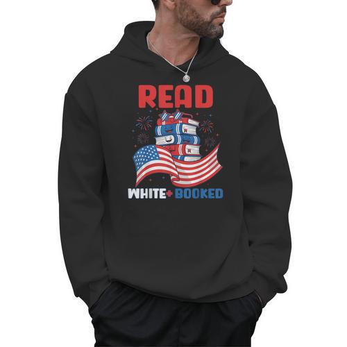 Red And Booked 4th Of July Patriotic Book Lover Art Men Hoodie - Bookorys DE