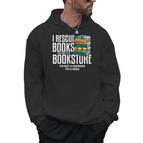 I Rescue Books Trapped Bookstore Book Reader Bookworm Men Hoodie - Bookorys UK