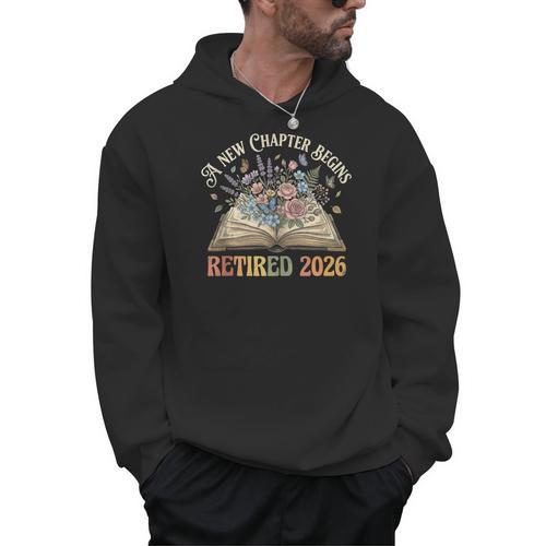Retired 2026 A New Chapter Begins Floral Book Retirement Men Hoodie - Bookorys