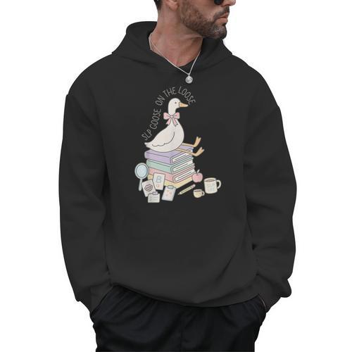 Retro Book SLP Goose On The Loose Speech Language Pathology Men Hoodie - Bookorys