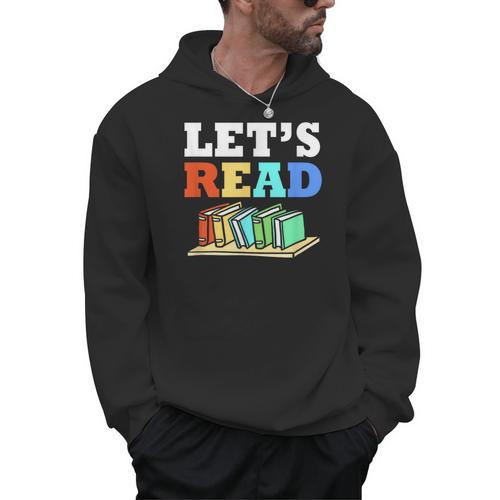 Retro Reading Teacher Book Lover Let's Read Men Hoodie - Bookorys DE