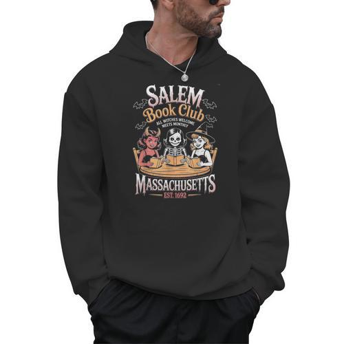 Retro Salem Book Club Bookish Witchy Spooky Halloween Men Hoodie - Bookorys