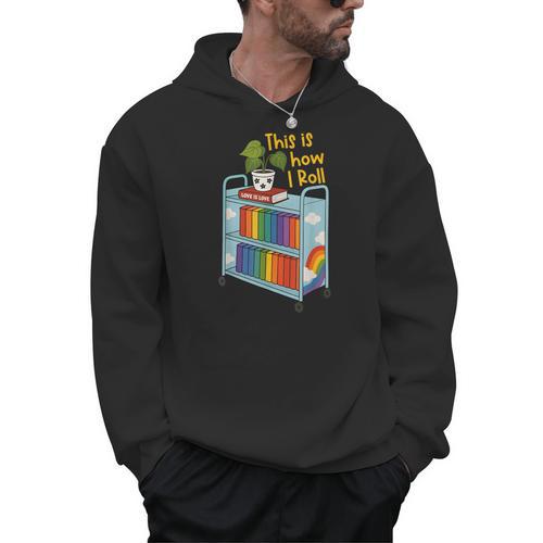 This Is How I Roll Rainbow Book Cart Queer Bookish Men Hoodie - Bookorys