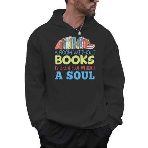 A Room Without Books Is Like a Body Without Soul Librarian Men Hoodie - Bookorys DE
