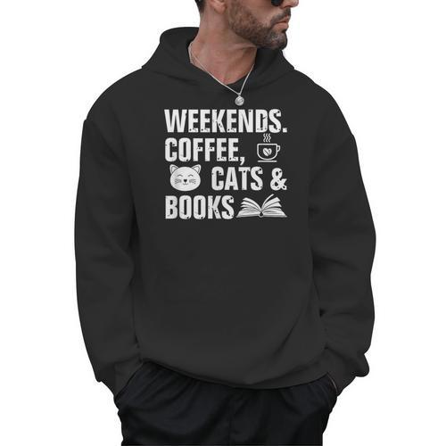 Weekends Coffee Cats And Books Men Hoodie - Bookorys AU