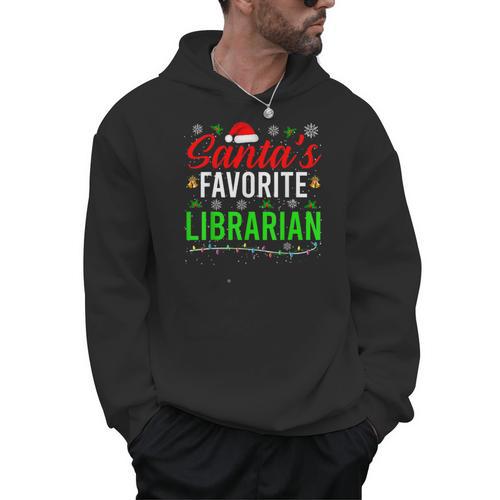 Santa's Favorite Librarian Cute Book Lover Christmas Men Hoodie - Bookorys DE