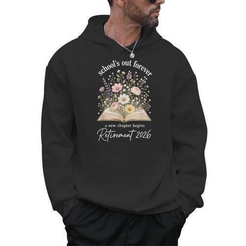 School’s Out Forever 2026 Retirement Teacher Floral Book Men Hoodie - Bookorys CA