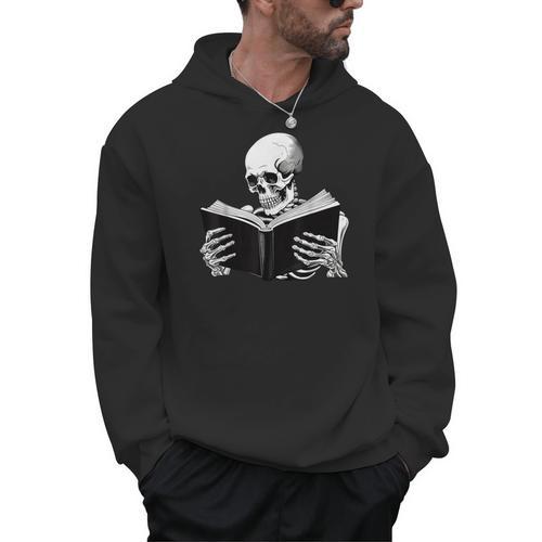 Skeleton Reading Book Bookworm Reader Bookish Halloween Men Hoodie - Bookorys CA
