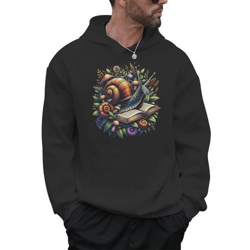Snail Mushroom Floral Book Lover Cottagecore Fairycore Men Hoodie - Bookorys CA