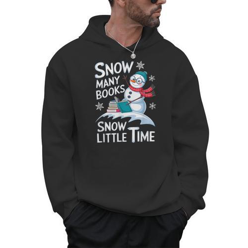 Snow Many Books Snow Little Time Bookworm Snowman Reading Men Hoodie - Bookorys AU
