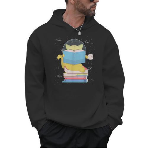 Space Cat Reading Book And Tea Space Cat For Men Women Kids Men Hoodie - Bookorys AU