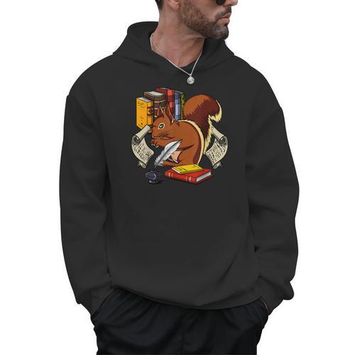 Squirrel Reading Book Cute Forest Animal Men Hoodie - Bookorys DE