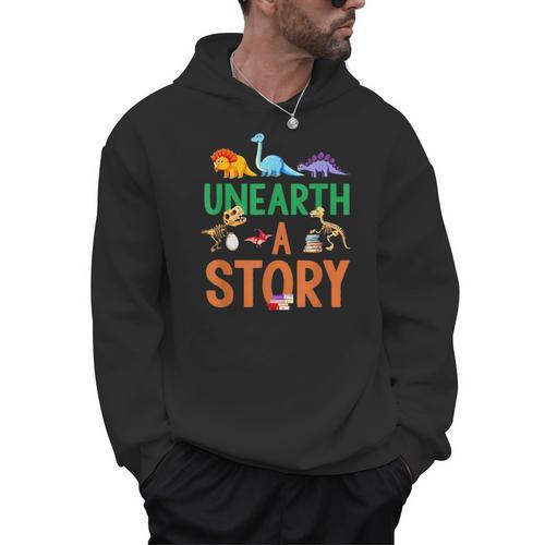 Summer Reading 2026 Dinosaurs Book Lover Unearth A Story Men Hoodie - Bookorys