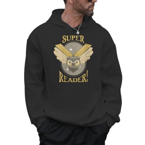 Super Reader Owl Bookmarks Reading Librarian Nocturnal Book Men Hoodie - Bookorys