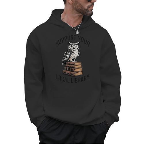 Support Your Local Library Reading For Book Lovers Readers Men Hoodie - Bookorys