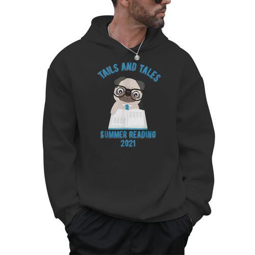 Tails And Tales Summer Reading 2021 Pug Dog Book Lovers Men Women Men Hoodie - Bookorys CA