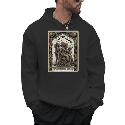 Tarot Card The Emotional Damage Skeleton Romantasy Book Men Hoodie - Bookorys DE