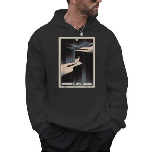 Tarot Cards Guide Book Esoteric Mysticism Clothing The Fool Tarot Card -Adults & Kids Small Short Sleeve Crew Neck Classic Fit Men Hoodie - Bookorys CA