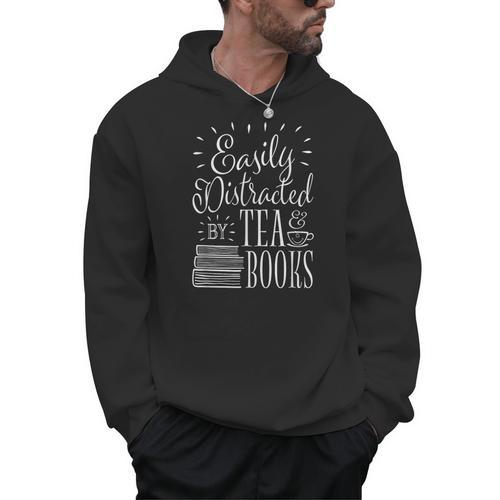 Tea Drinker Easily Distracted By Tea And Books Men Hoodie - Bookorys