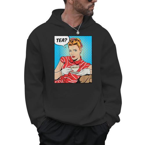 Tea Pop Art Comic Book Cartoon Tea Party Tea Lover Drinking Men Hoodie - Bookorys