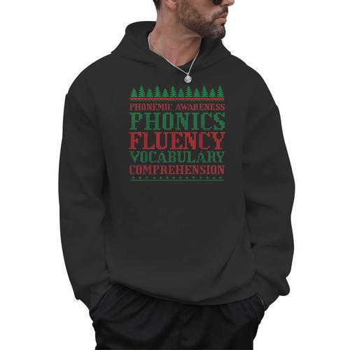 Teacher Ugly Sweater Christmas Science Of Reading Men Hoodie - Bookorys