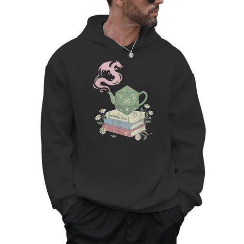 Teapot Dragon Books RPG Cozy Gamer Fantasy Tea Lover Men Hoodie - Bookorys AU