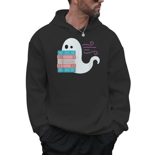 Threadless Grey Sky Chai Trans Book Pride Ghost Graphic Men Hoodie - Bookorys