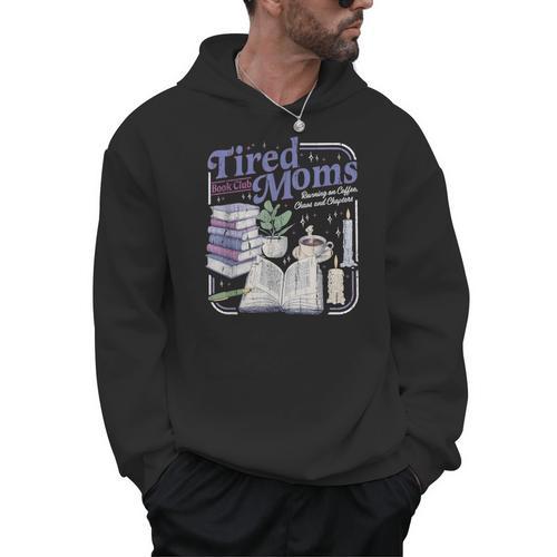 Tired Moms Book Club Retro Coffee Reader Men Hoodie - Bookorys DE