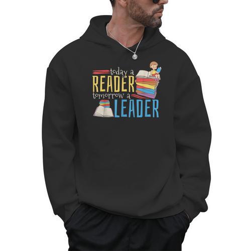 Today A Reader Tomorrow A Leader Book Literature Reading Men Hoodie - Bookorys UK