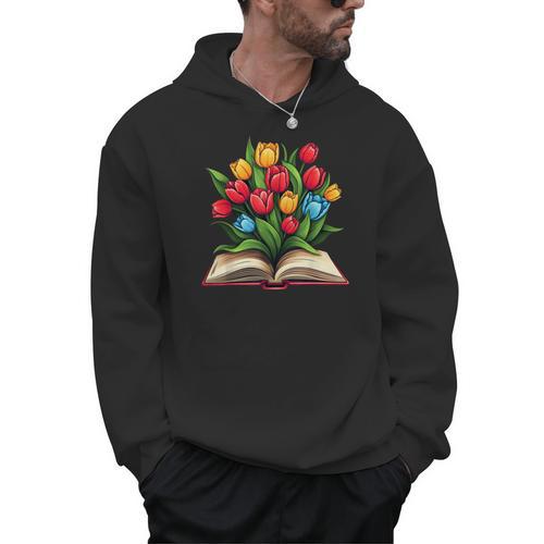Tulips Flowers Book Floral Men Hoodie - Bookorys