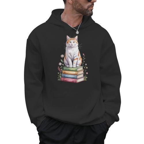 Turkish Van Bookworm Flowers Book Reading Books Men Hoodie - Bookorys