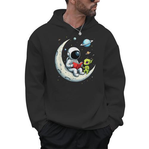 UFO Alien Astronaut Reading Book In Space Men Hoodie - Bookorys DE