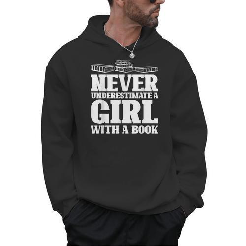 Never Underestimate a Girl With a Book Aesthetic Graphic Men Hoodie - Bookorys