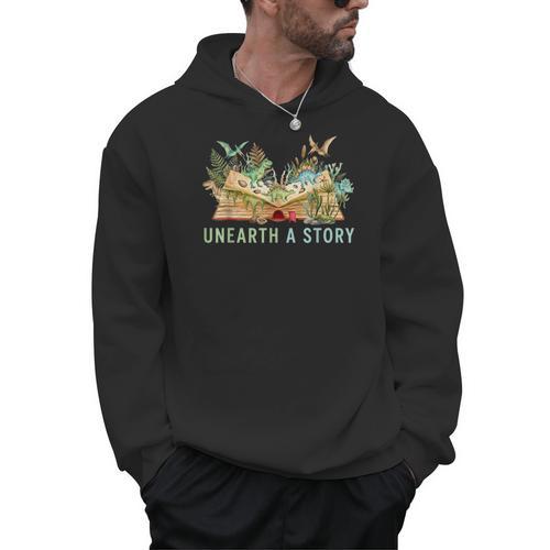 Unearth a Story Dinosaur 2026 Summer Reading Program Book Men Hoodie - Bookorys