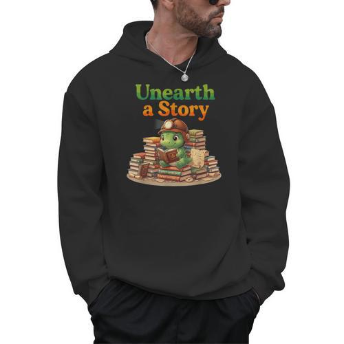 Unearth a Story Summer 2026 Dinosaur Reading Books Dino Men Hoodie - Bookorys