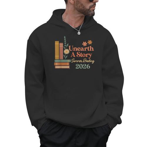 Unearth a Story Summer Reading 2026 Library Teachers Book Men Hoodie - Bookorys AU