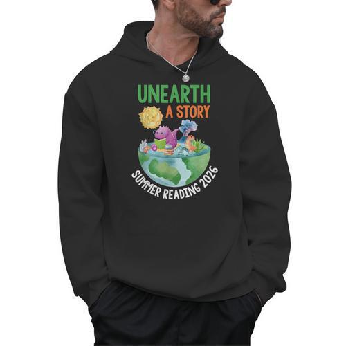 Unearth A Story Summer Reading Program 2026 Animals Book Men Hoodie - Bookorys