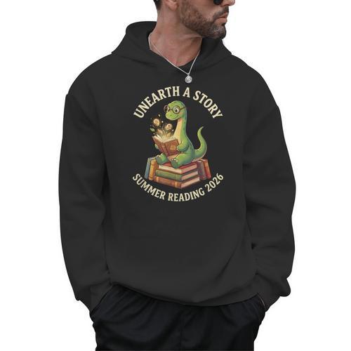 Unreath a Story Summer Library Reading 2026 Dinosaur Book Men Hoodie - Bookorys AU