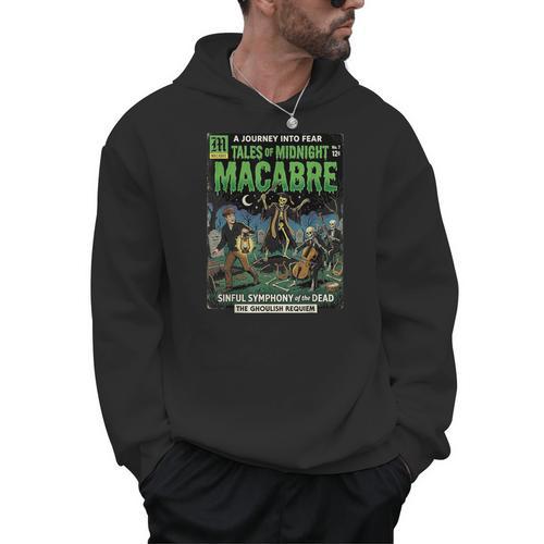 Vintage Retro Horror Comic Book Cover Skeleton Macabre Men Hoodie - Bookorys