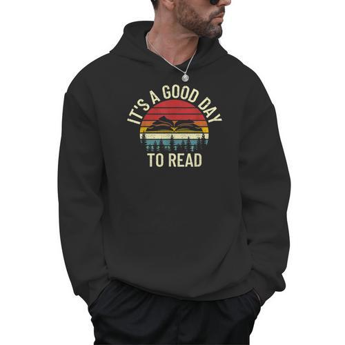 Vintage Retro It's a Good Day To Read Book Reading Lovers Men Hoodie - Bookorys