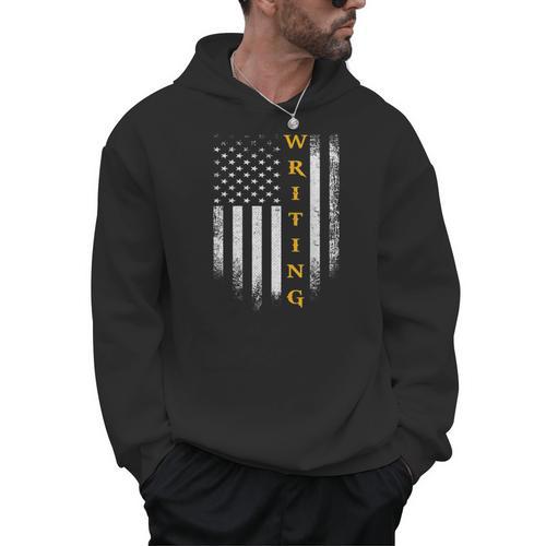 Vintage USA American Flag Writing Book Write Writer Women Kids Men Men Hoodie - Bookorys AU