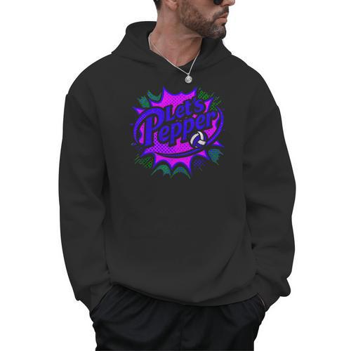 Volleyball Lets Pepper Retro Pop Comic Book Style Player Art Men Hoodie - Bookorys CA