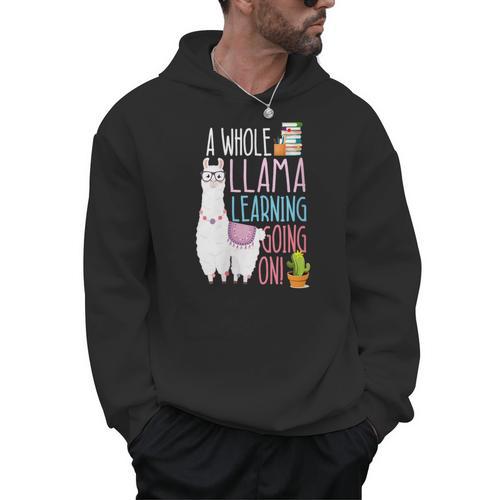 A Whole Llama Learning Going On Book Reading School Llama Men Hoodie - Bookorys CA