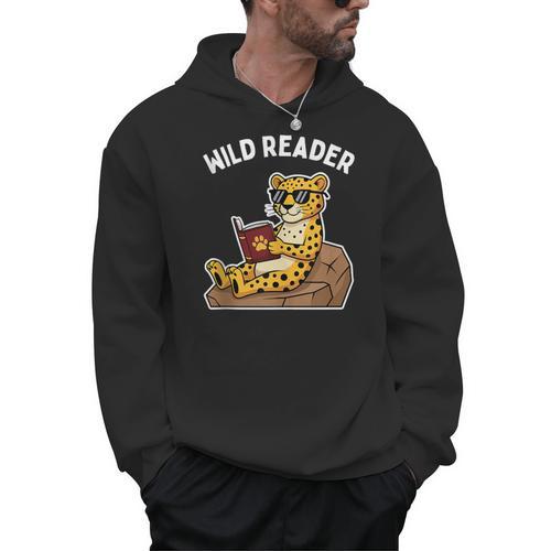 Wild Reader Cool Jaguar With Sunglasses Reading Book Kids Men Hoodie - Bookorys DE
