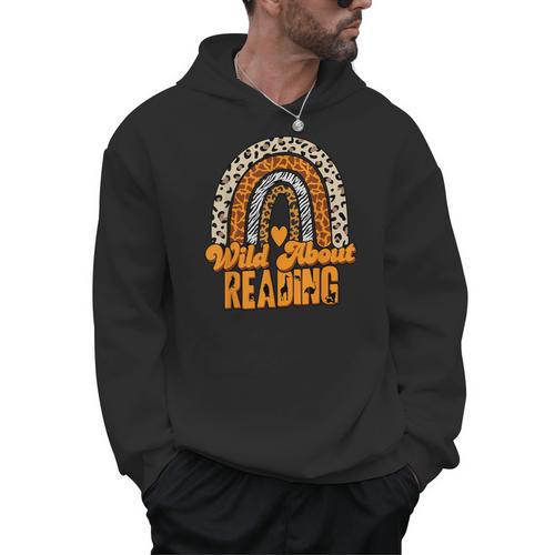 Wild About Reading Books Teacher Leopard Rainbow Men Women Kids Men Hoodie - Bookorys CA