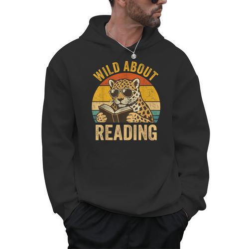 Wild About Reading Cheetah Book Leopard Print Kids Boys Girl Men Hoodie - Bookorys