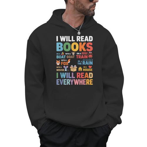 I Will Read Books On A Boat With a Goat On Train Book Lover Men Hoodie - Bookorys UK